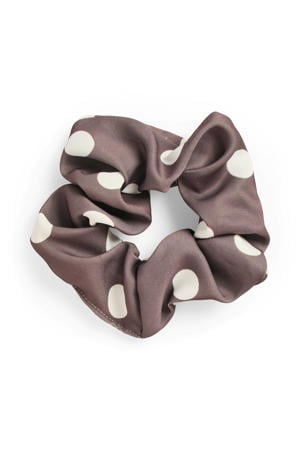 scrunchie PCFAMBER met stippen donkerbruin