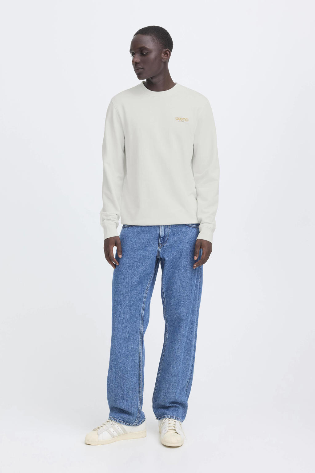 Blend sweater met backprint ecru