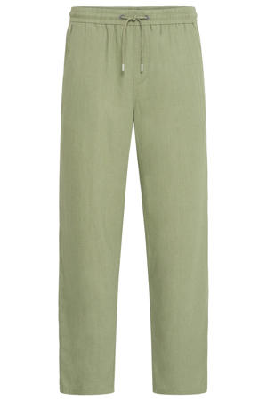 BHMALVIN relaxed casual broek met linnen groen