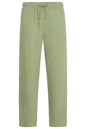 BHMALVIN relaxed casual broek met linnen groen