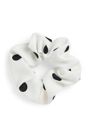 scrunchie PCFAMBER met stippen ecru