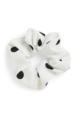 scrunchie PCFAMBER met stippen ecru