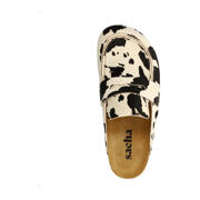 thumbnail: Sacha leren clogs met ponyhair en koeienprint zwart/ecru