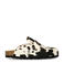 Sacha leren clogs met ponyhair en koeienprint zwart/ecru
