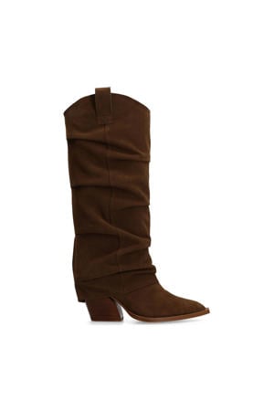 suède cowboylaarzen met flap bruin