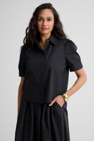 boxy poplin blouse zwart