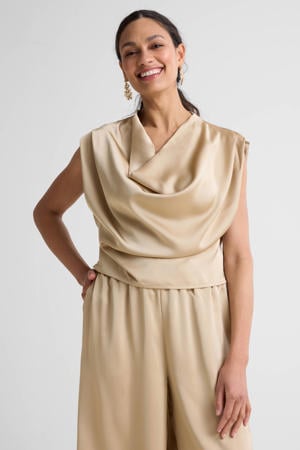 satijnen top beige