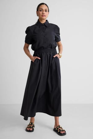 poplin maxi rok zwart