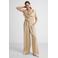 Ruby wide leg satijnen broek beige