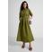 Ruby poplin maxi overhemd jurk olijfgroen