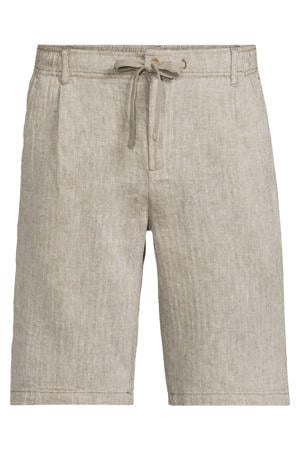BHMARCO regular casual short met linnen olijfgroen