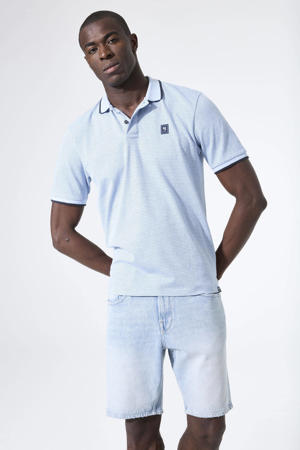regular polo met textuur lichtblauw