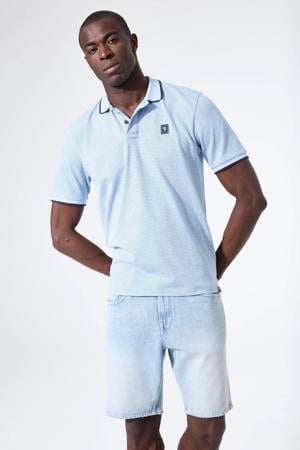 regular polo met textuur lichtblauw