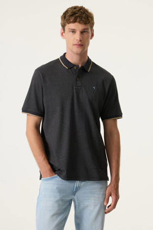 regular polo met textuur donkerblauw