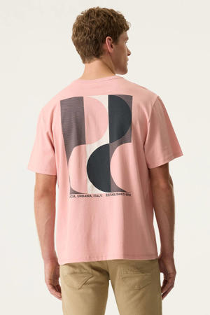 regular T-shirt met backprint roze