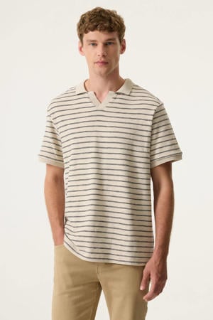 regular gestreepte polo beige