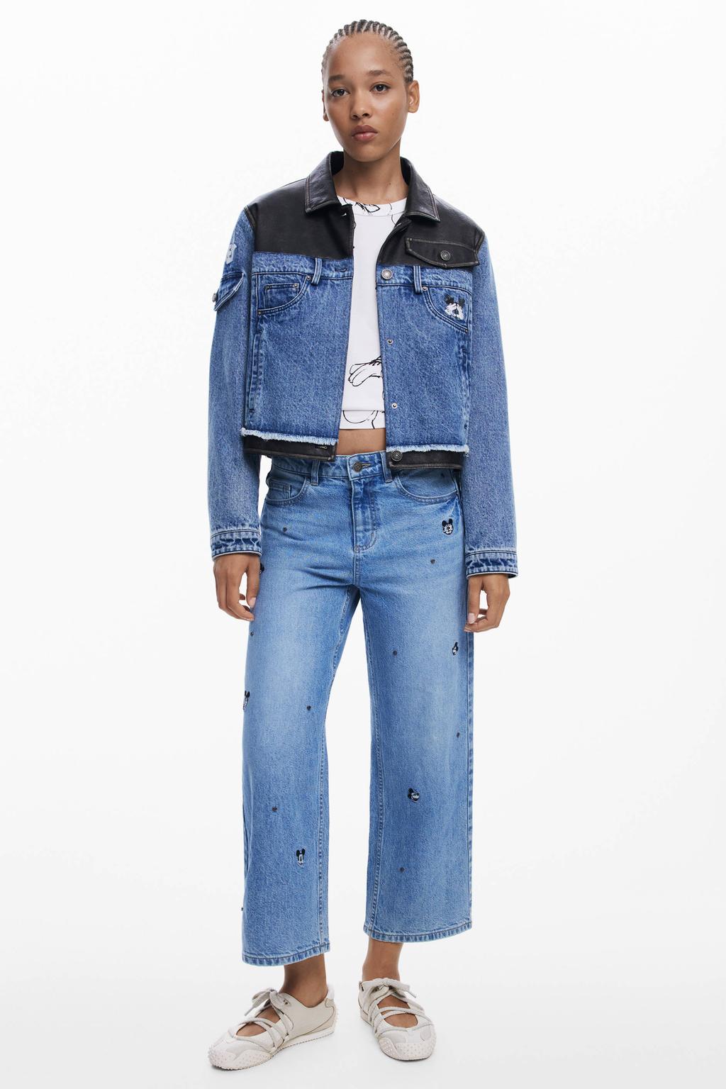 Medium blue denim dames Desigual cropped jeans van denim met regular waist en rits- en knoopsluiting