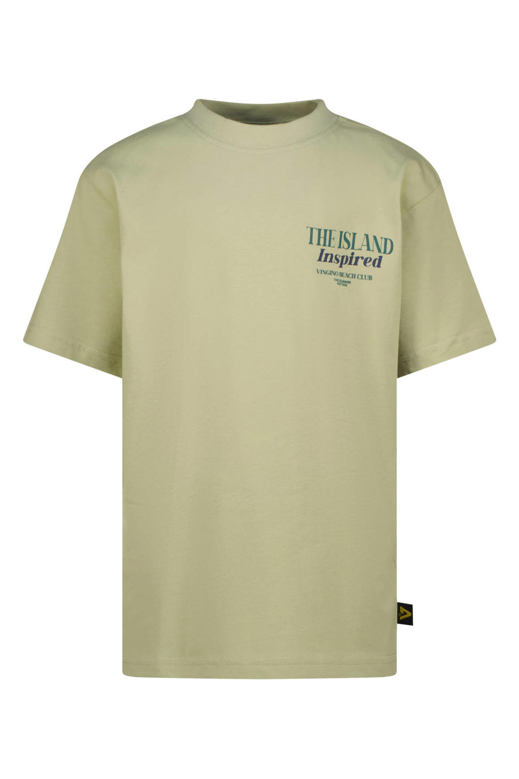 Lichtgroene jongens Vingino T-shirt van katoen met backprint, korte mouwen en ronde hals