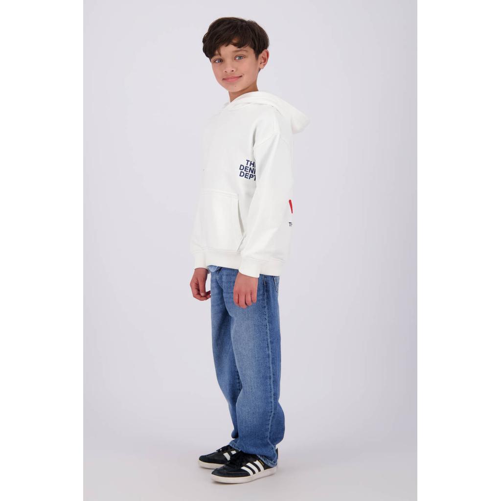 Witte jongens Vingino hoodie van katoen met backprint, lange mouwen en capuchon