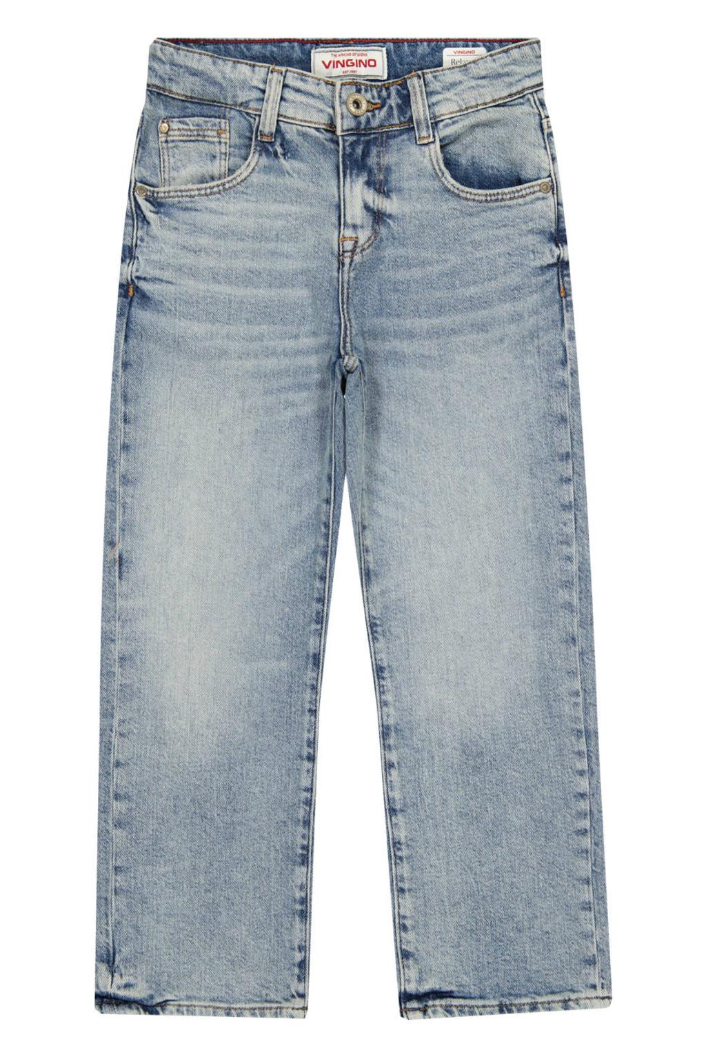 Light blue denim jongens Vingino regular waist relaxed fit jeans van katoen met effen