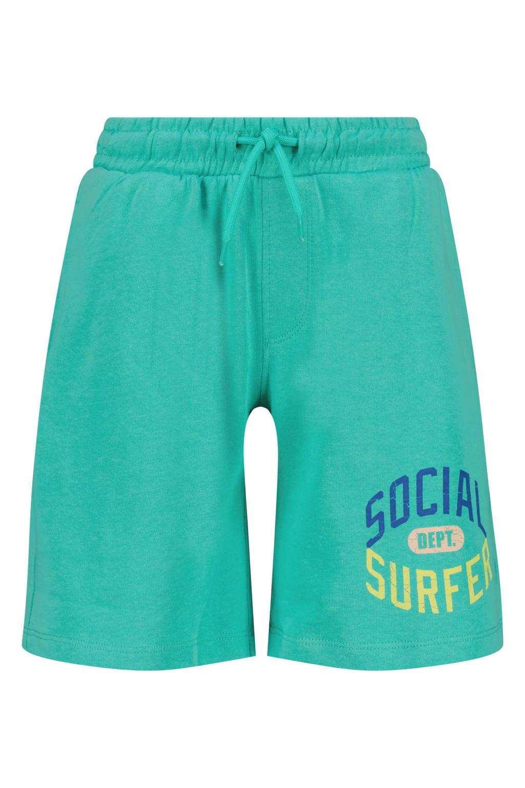 Turquoise jongens Vingino relaxed sweatshort met regular waist, elastische tailleband met koord en printopdruk