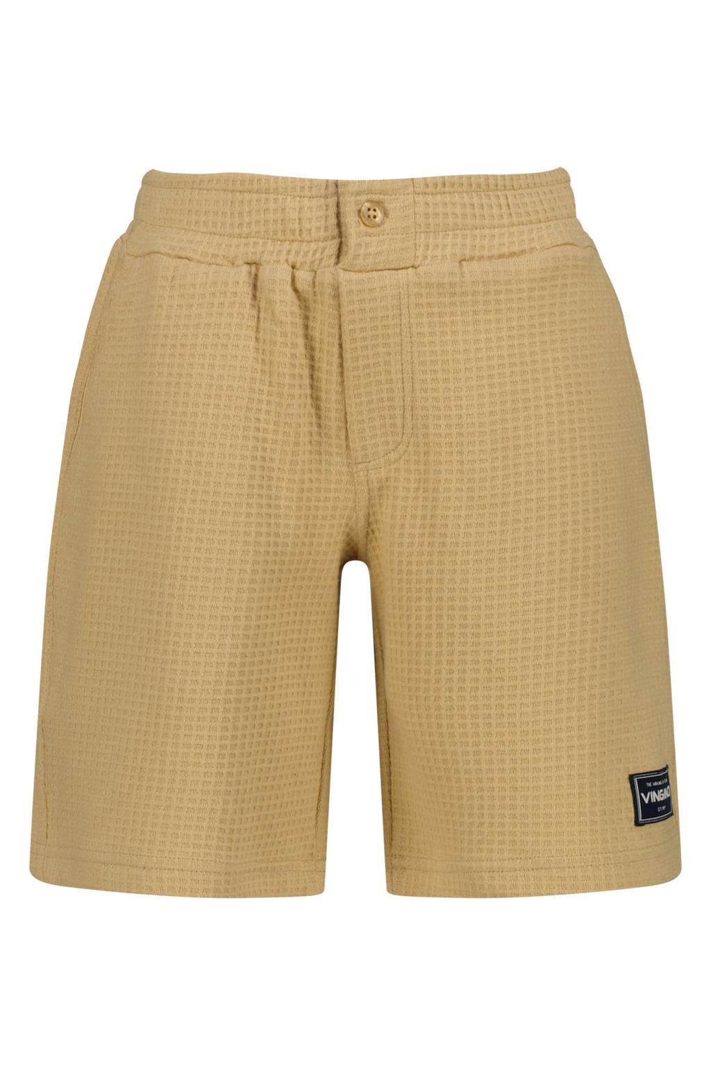 Zandkleurige jongens Vingino relaxed sweatshort van katoen met regular waist, elastische tailleband met koord en effen