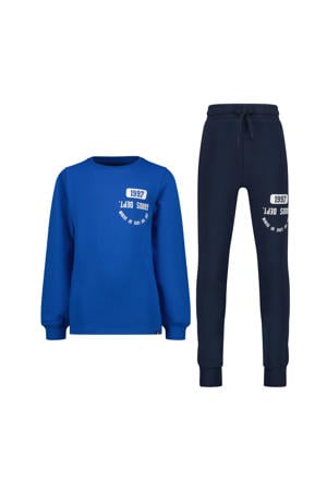 pyjama met tekst hardblauw/donkerblauw