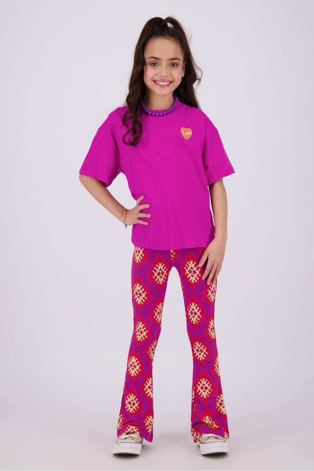 Fuchsia meisjes Vingino T-shirt van katoen met backprint, korte mouwen en ronde hals