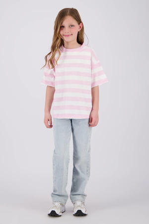 gestreepte T-shirt lichtroze