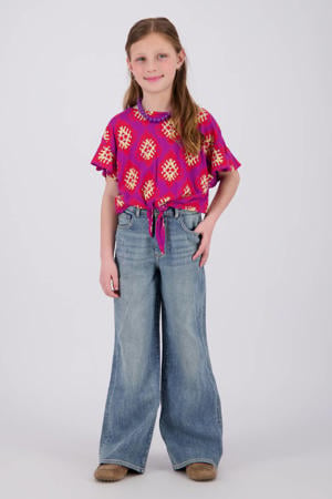 wide leg jeans medium blue denim