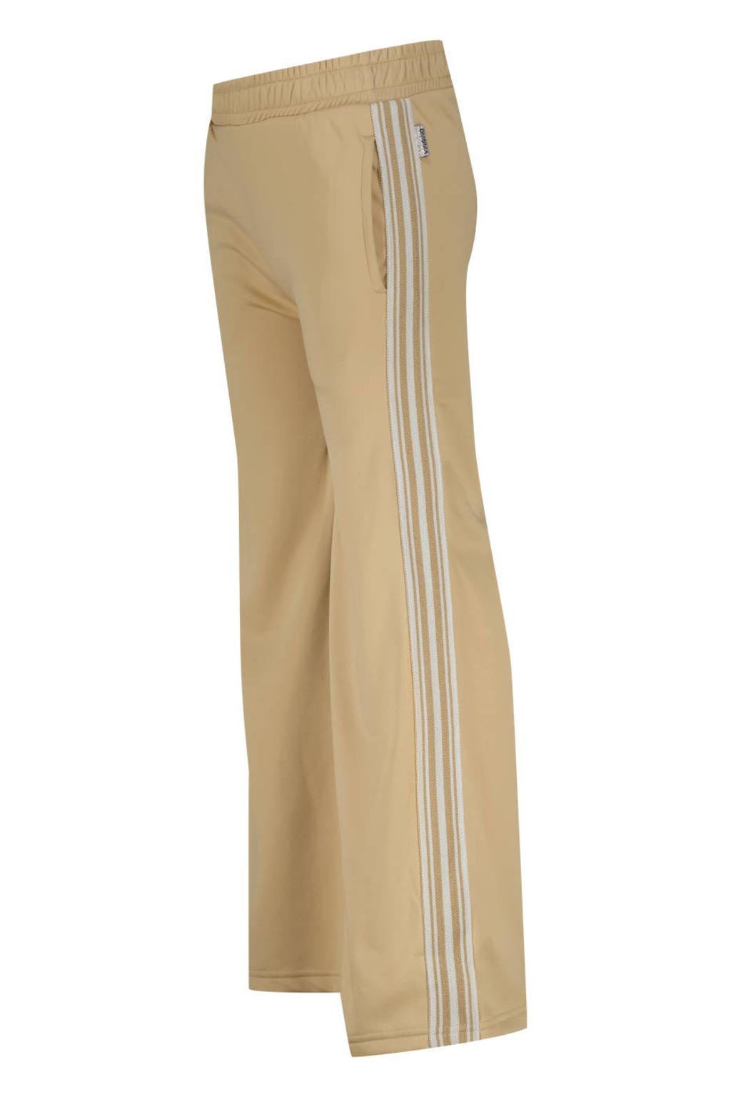 Beige meisjes Vingino relaxed casual broek van polyester met regular waist, elastische tailleband en effen