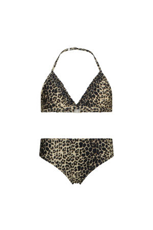 triangel bikini met panterprint bruin