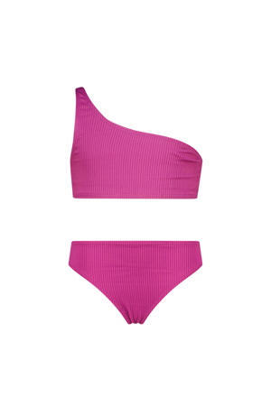 one shoulder bikini paars