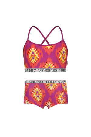 bh top + short roze/rood/geel