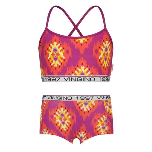 Vingino bh top + short roze/rood/geel