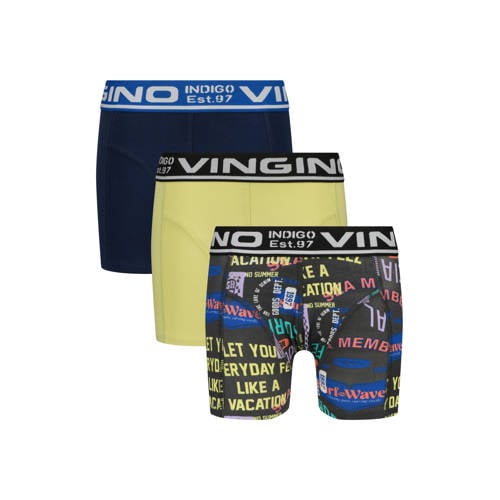 Vingino boxershort donkerblauw/geel (set van 3)