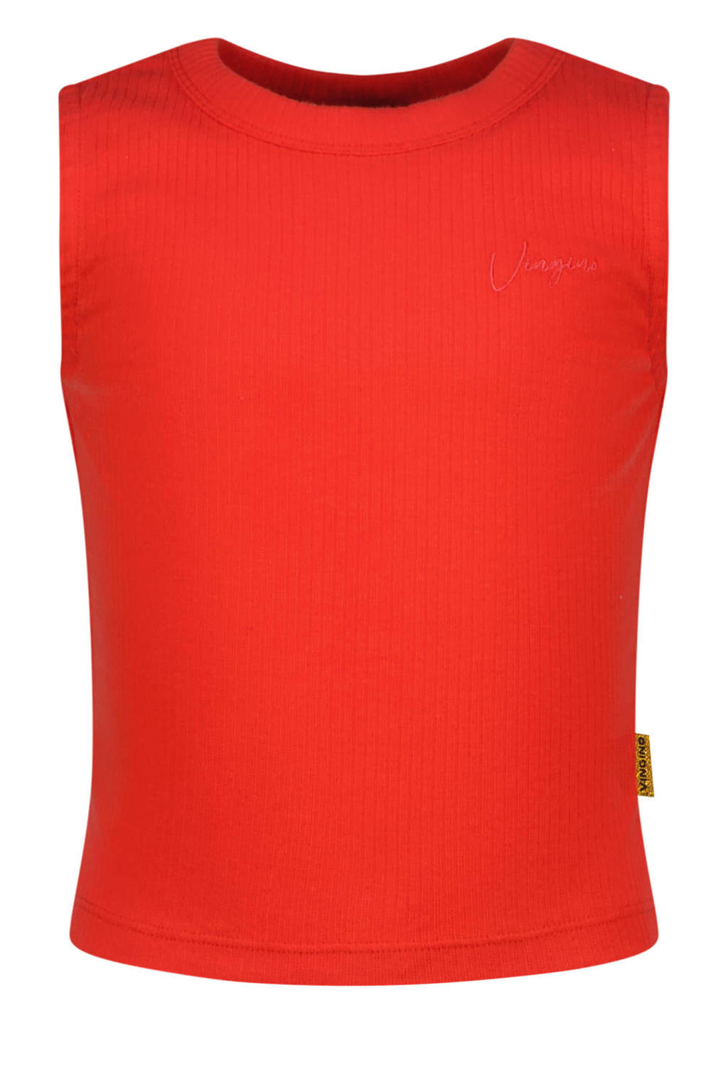 Rode meisjes Vingino mouwloze top met effen, ronde hals en textuur