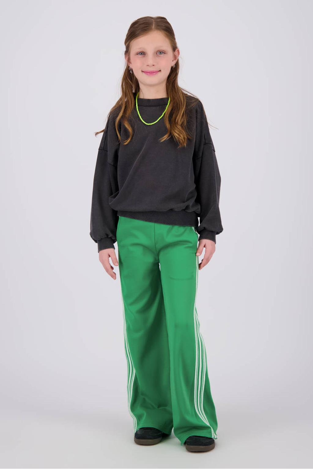 Groene meisjes Vingino relaxed casual broek van polyester met regular waist, elastische tailleband en effen