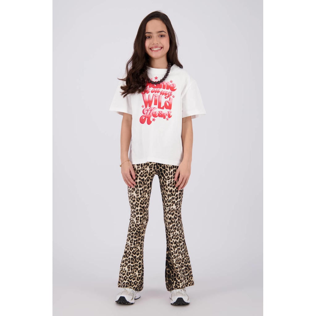 Witte meisjes Vingino T-shirt van katoen met printopdruk, korte mouwen en ronde hals