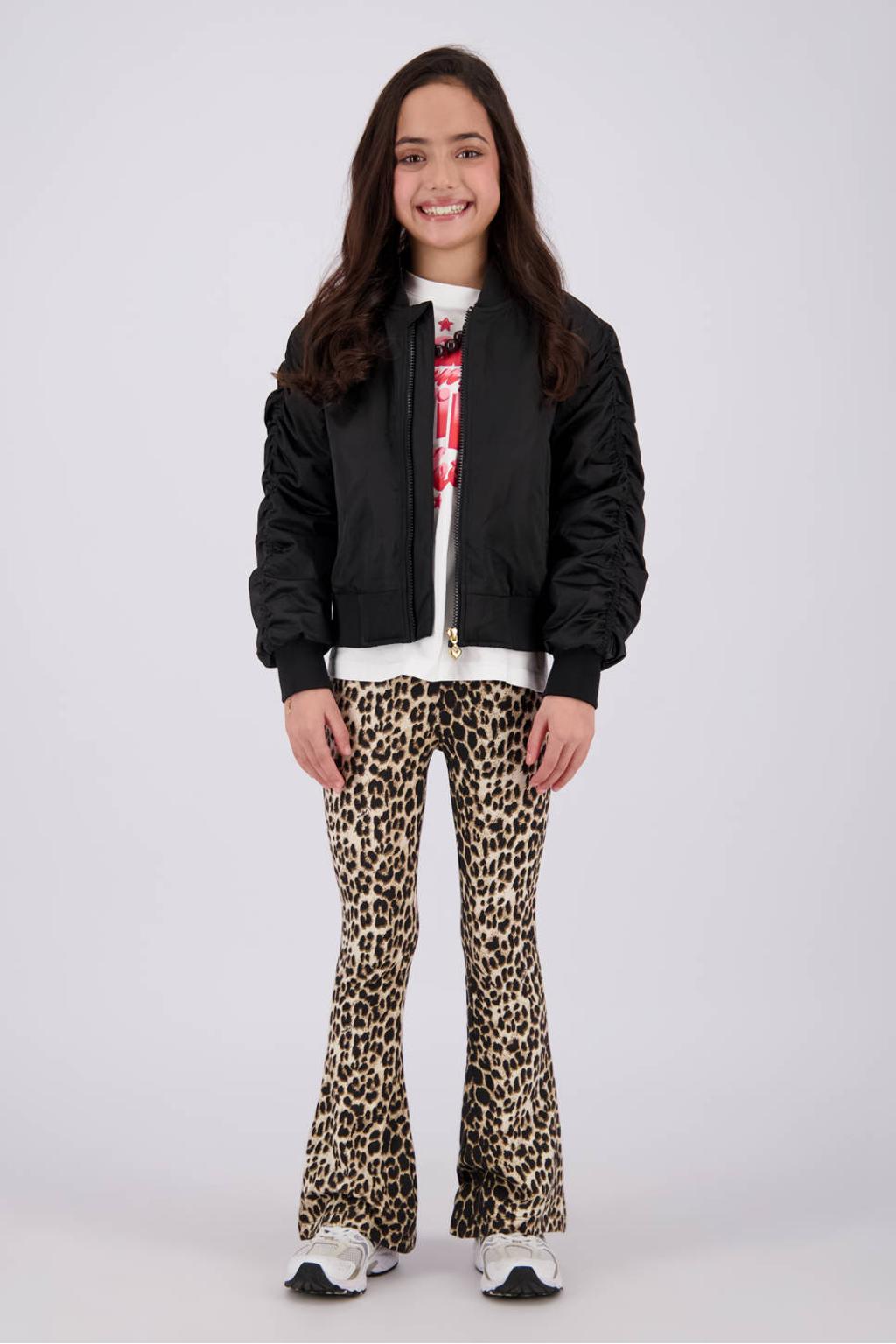 Zwarte meisjes Vingino bomberjack van polyester met backprint, lange mouwen, ronde hals en ritssluiting