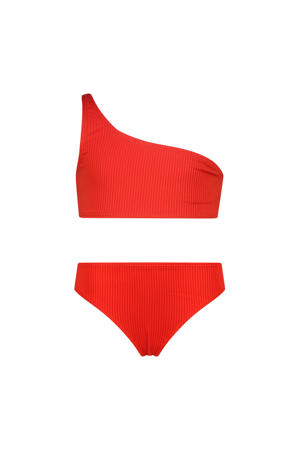 one shoulder bikini rood