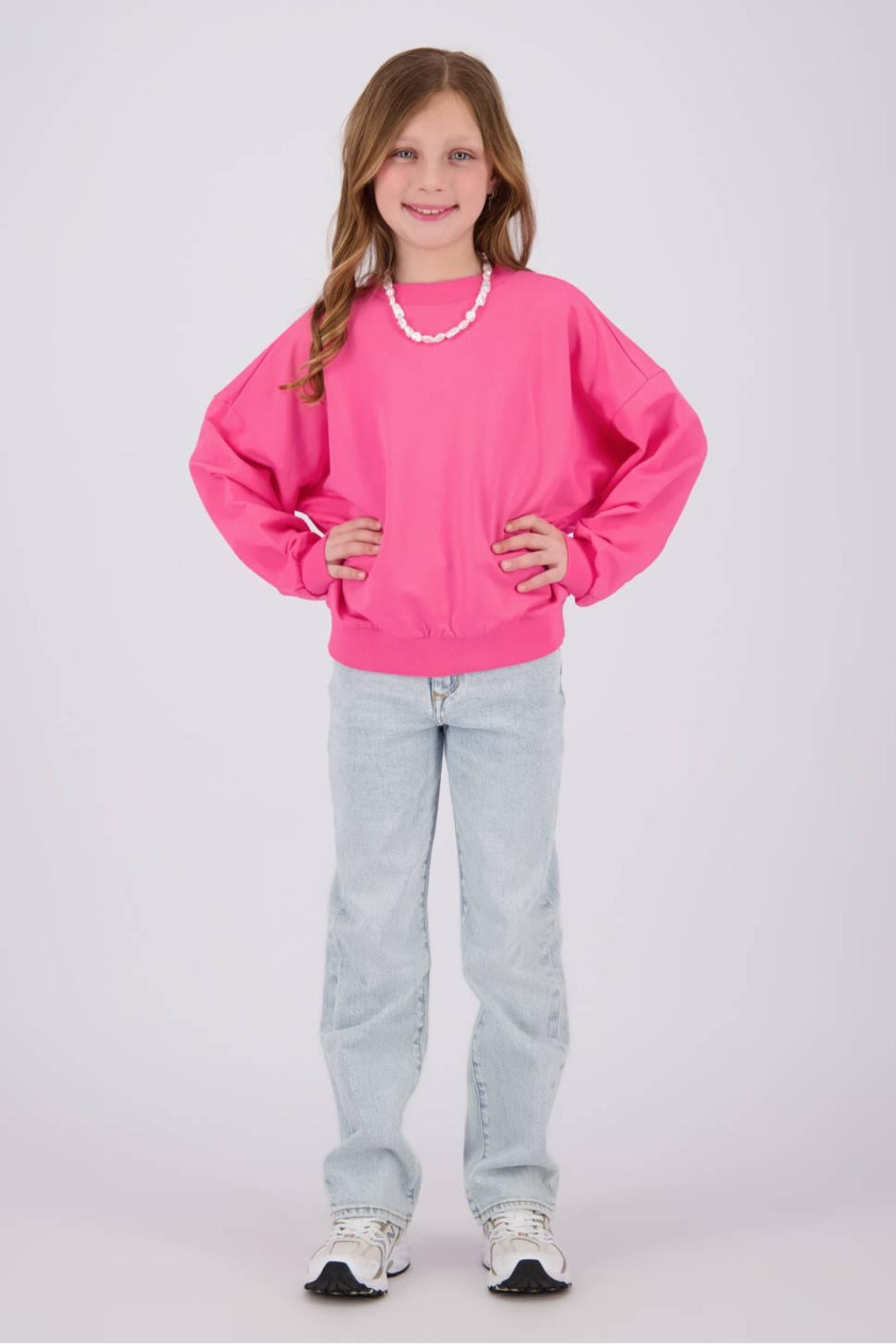 Roze meisjes Vingino sweater met backprint, lange mouwen, ronde hals en geribde boorden