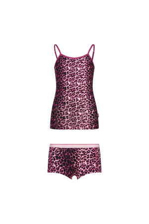hemd + short panterprint roze/zwart