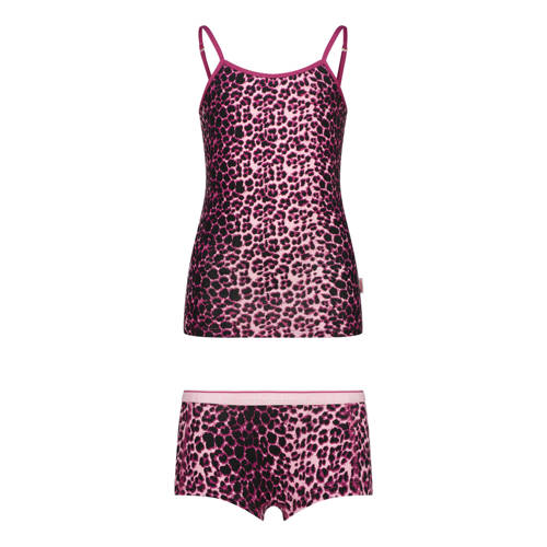 Vingino hemd + short panterprint roze/zwart