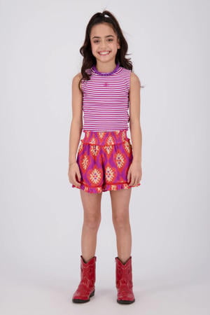 gestreepte mouwloze top fuchsia