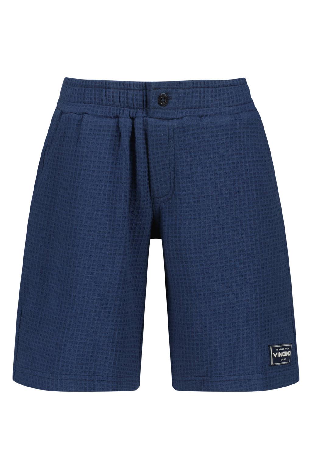 Donkerblauwe jongens Vingino relaxed sweatshort van katoen met regular waist, elastische tailleband met koord en effen