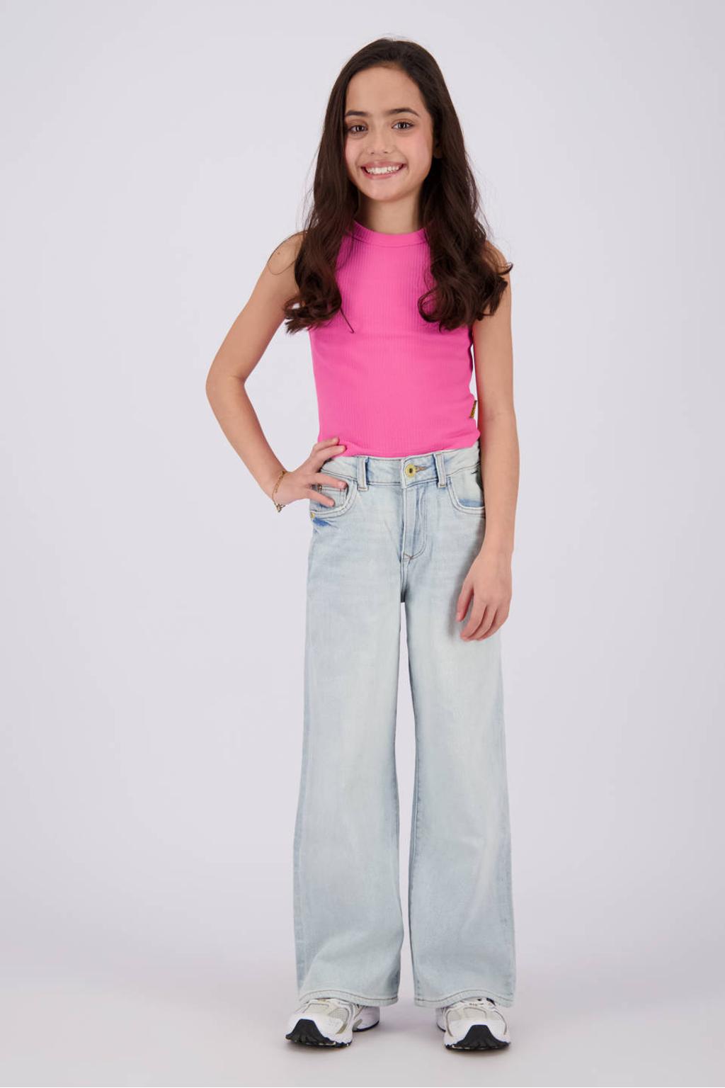 Roze meisjes Vingino mouwloze top met effen, ronde hals en textuur