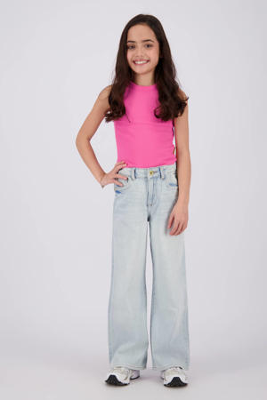 mouwloze top roze
