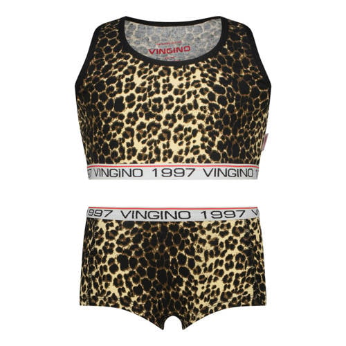 Vingino bh top + short panterprint bruin/zwart