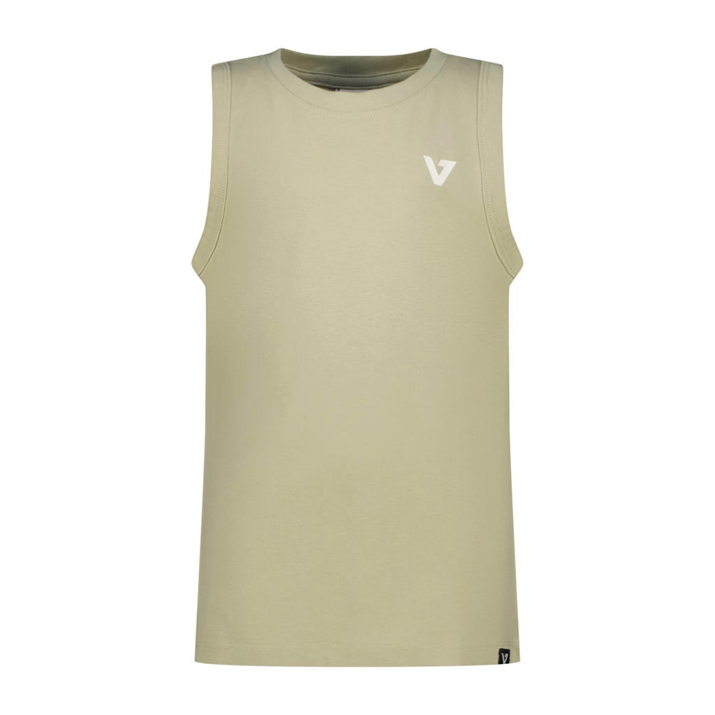 Groene jongens Vingino tanktop van katoen met effen en ronde hals